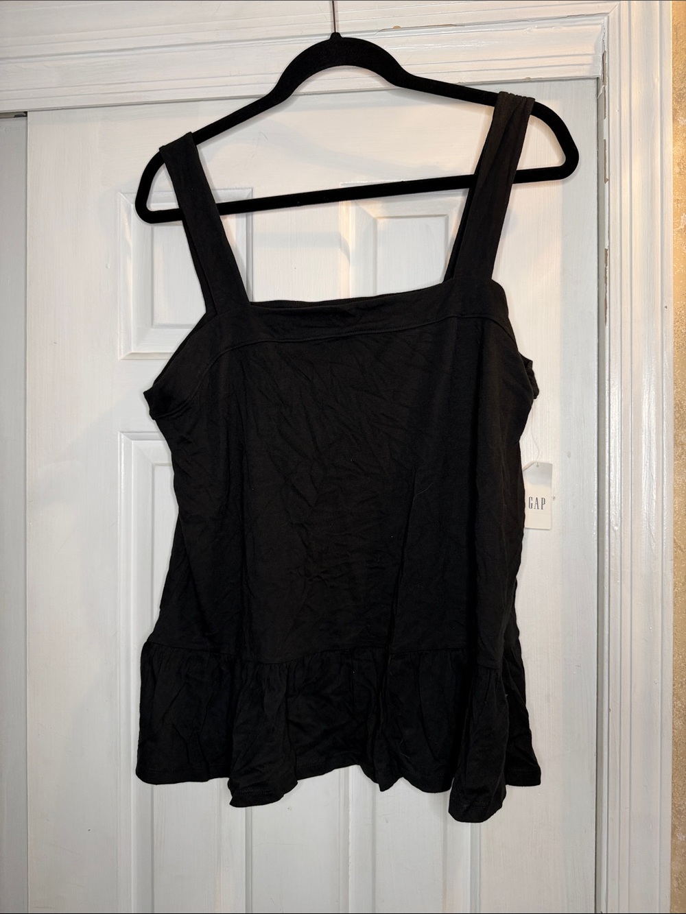 GAP Black Square Neck Peplum Tank